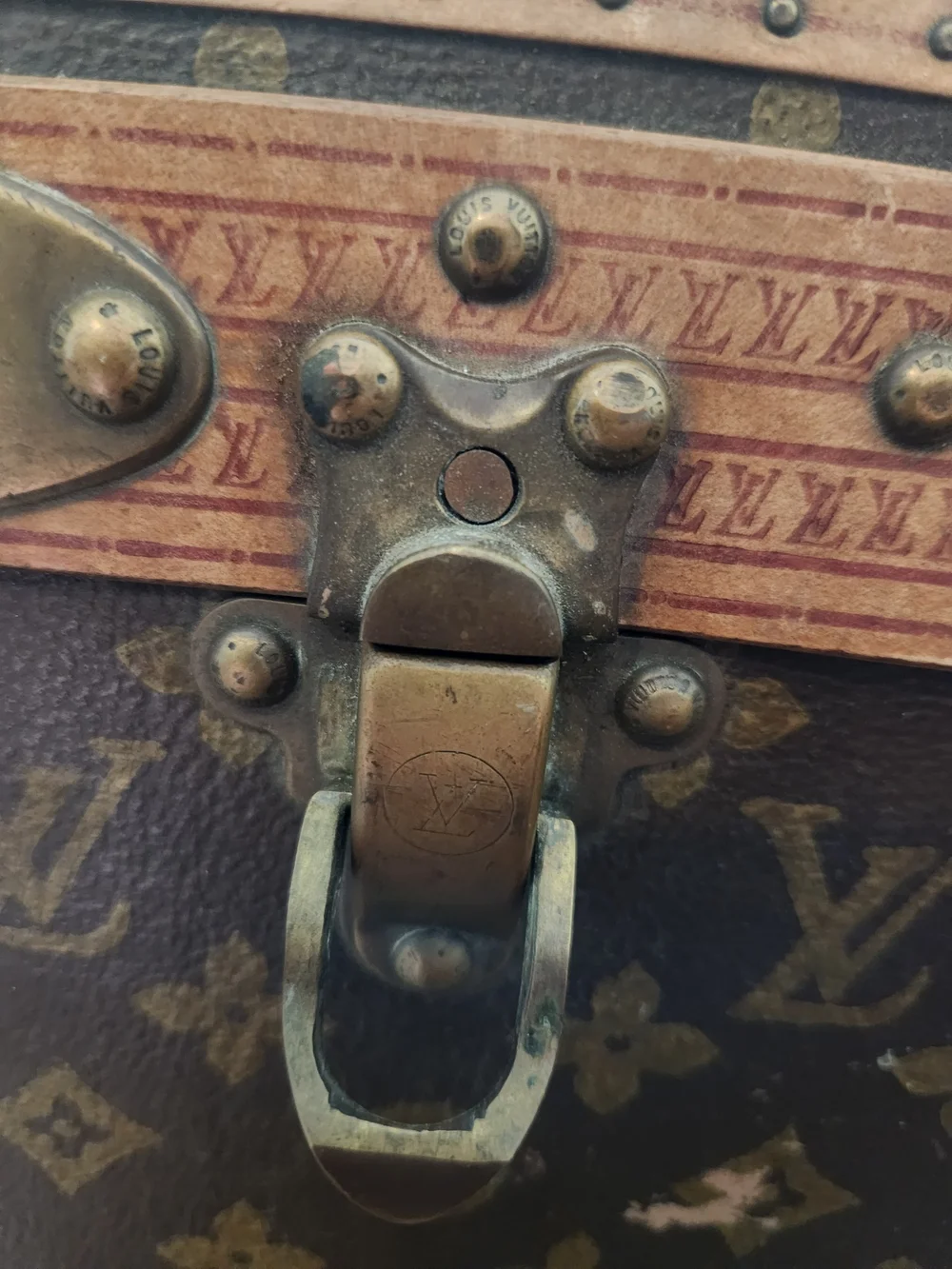 Louis Vuitton Brown Monogram Travel Trunk Panel with Gold Motif